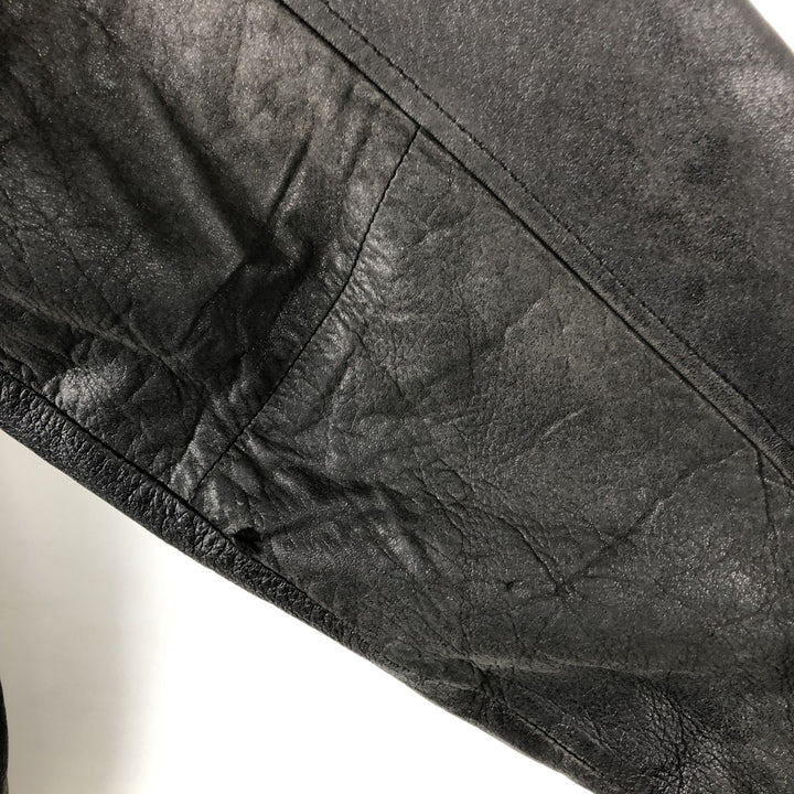 GILBERTO Padded Leather Blouson, Men's XL Genuine Leather Lamb Leather black type Vintage Second Hand