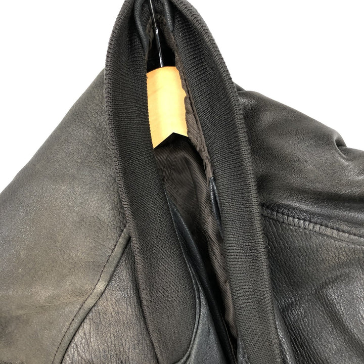 GILBERTO Padded Leather Blouson, Men's XL Genuine Leather Lamb Leather black type Vintage Second Hand