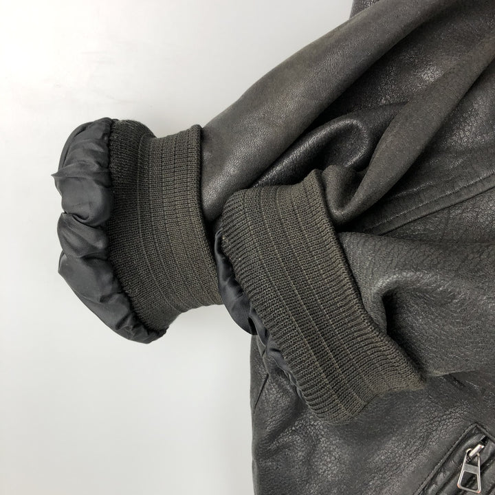 GILBERTO Padded Leather Blouson, Men's XL Genuine Leather Lamb Leather black type Vintage Second Hand