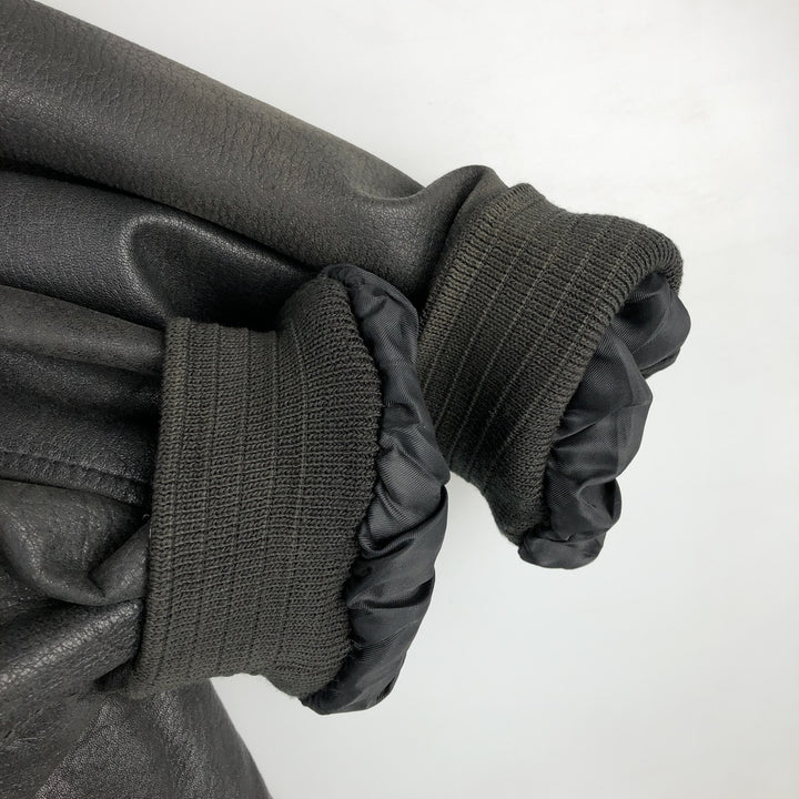 GILBERTO Padded Leather Blouson, Men's XL Genuine Leather Lamb Leather black type Vintage Second Hand