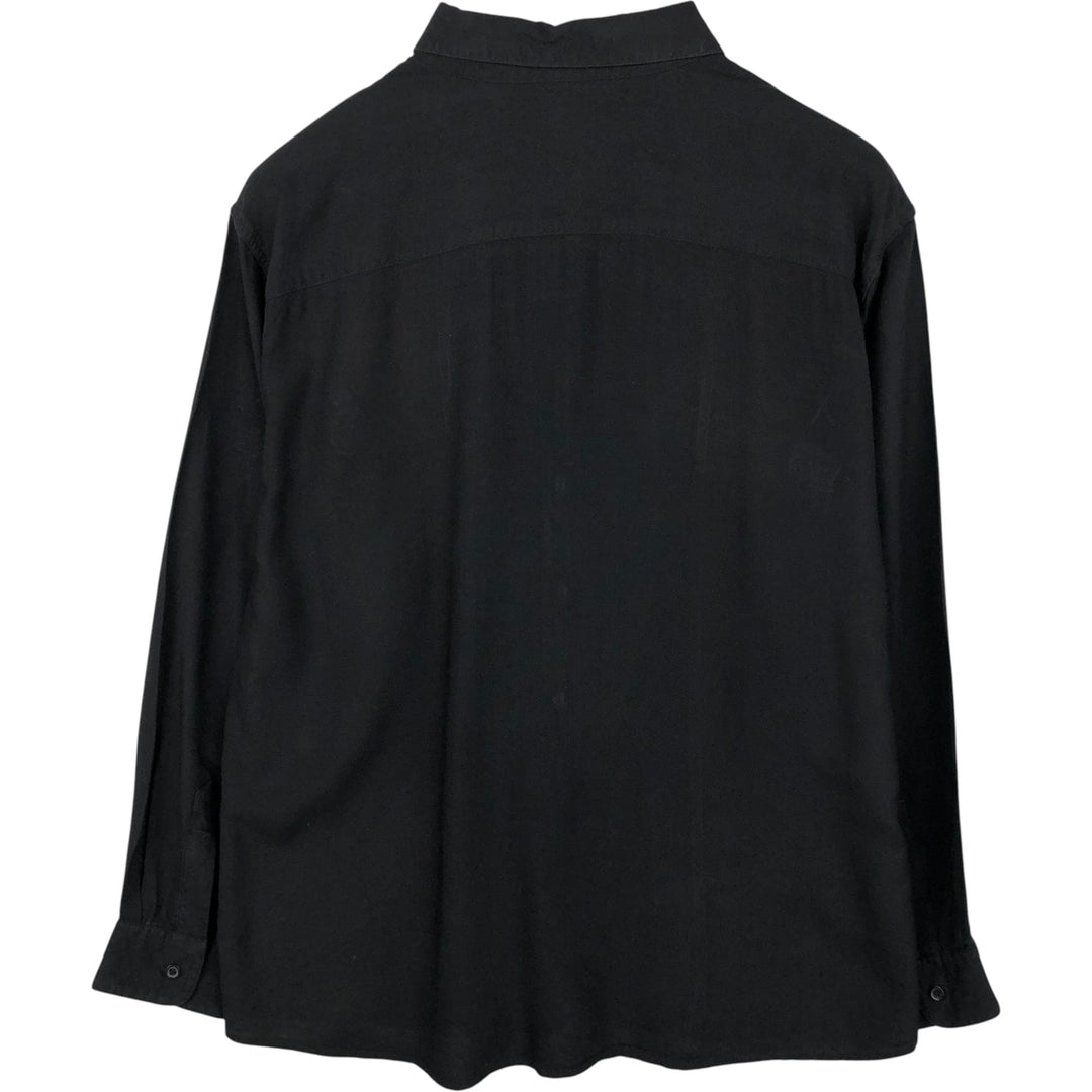 Day-X Two-Tone Long Sleeve Viscose Shirt, Men's Size Medium Viscose black type Vintage Second Hand