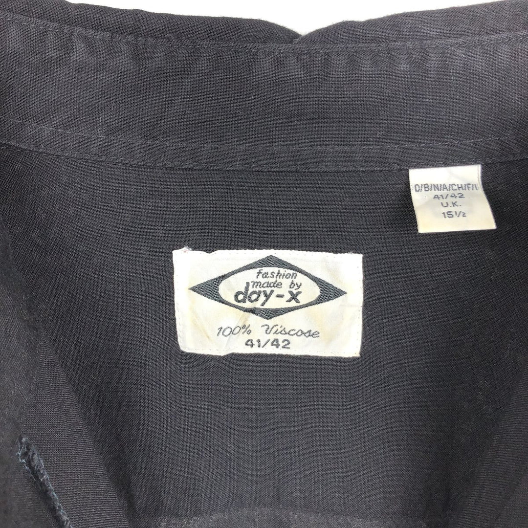 Day-X Two-Tone Long Sleeve Viscose Shirt, Men's Size Medium Viscose black type Vintage Second Hand