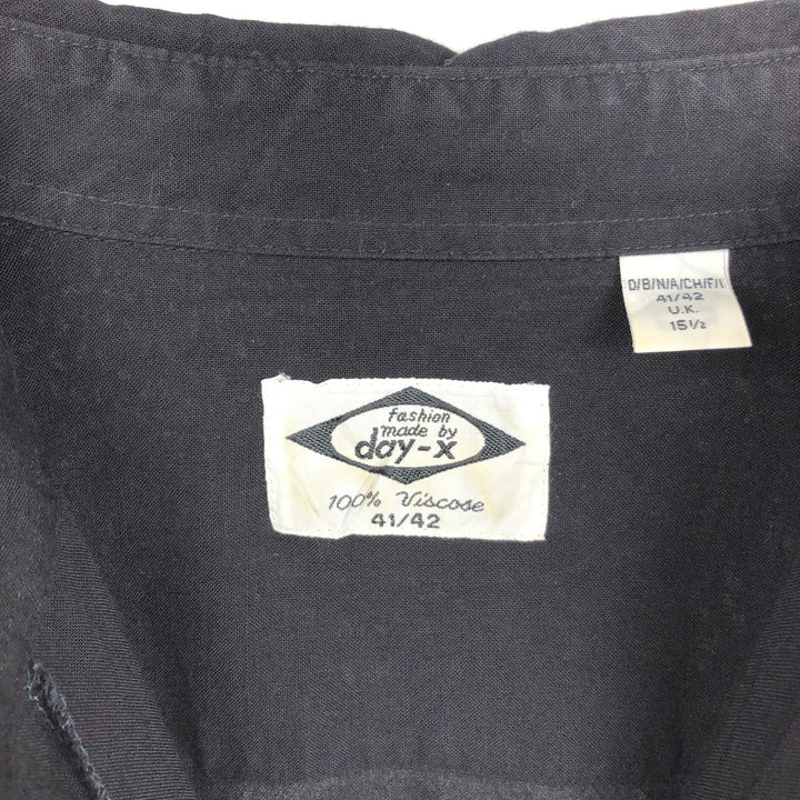 Day-X Two-Tone Long Sleeve Viscose Shirt, Men's Size Medium Viscose black type Vintage Second Hand
