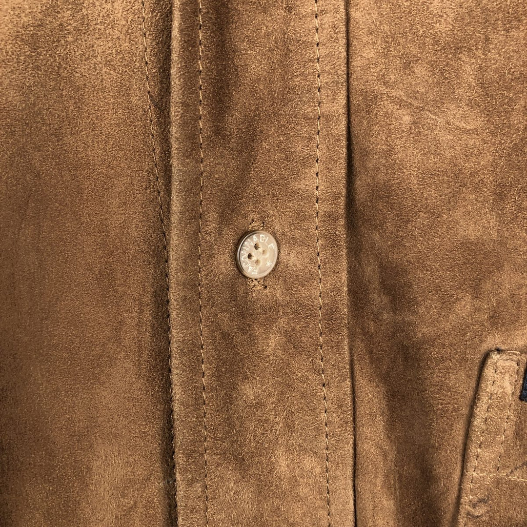 FA?ONNABLE Suede Long Sleeve Leather Shirt, Men's Size Medium genuine leather brown type Vintage Second Hand