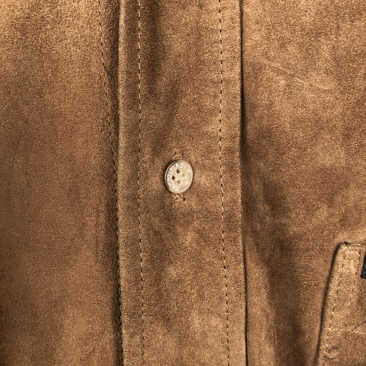 FA?ONNABLE Suede Long Sleeve Leather Shirt, Men's Size Medium genuine leather brown type Vintage Second Hand