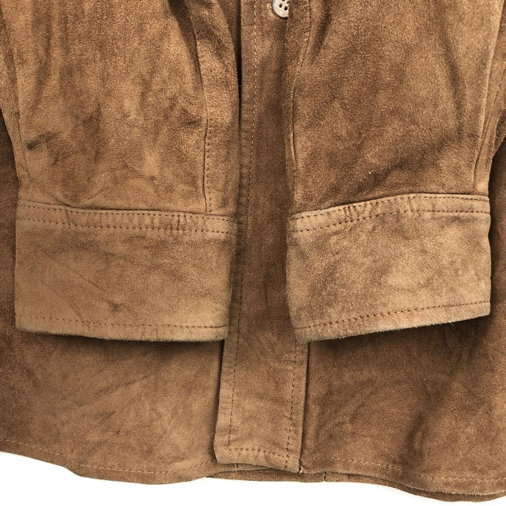 FA?ONNABLE Suede Long Sleeve Leather Shirt, Men's Size Medium genuine leather brown type Vintage Second Hand