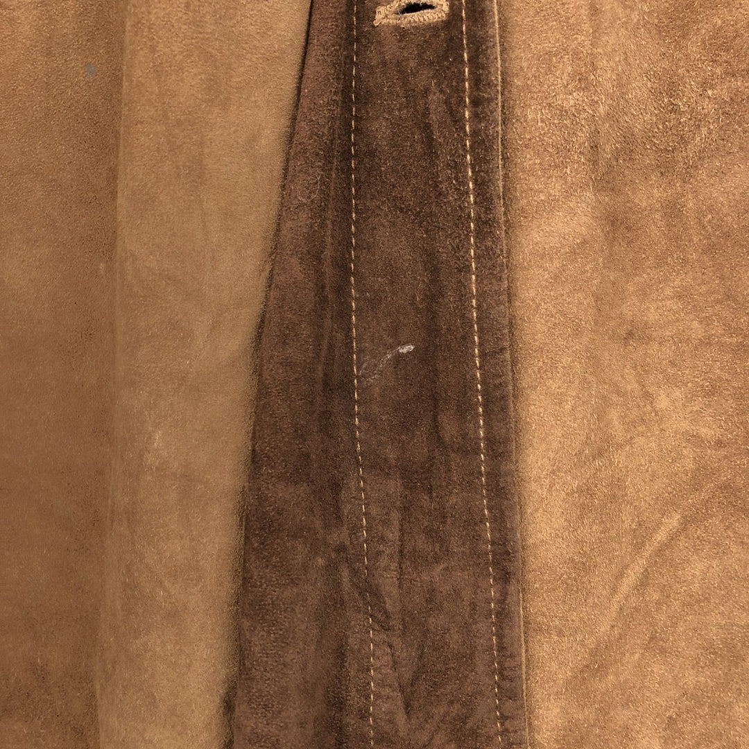 FA?ONNABLE Suede Long Sleeve Leather Shirt, Men's Size Medium genuine leather brown type Vintage Second Hand