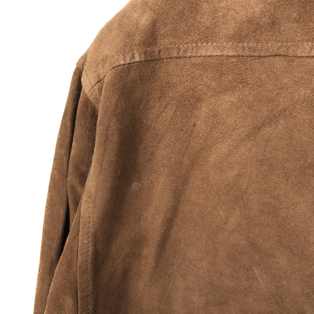 FA?ONNABLE Suede Long Sleeve Leather Shirt, Men's Size Medium genuine leather brown type Vintage Second Hand