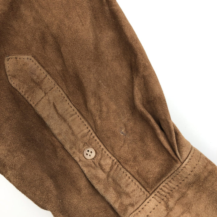 FA?ONNABLE Suede Long Sleeve Leather Shirt, Men's Size Medium genuine leather brown type Vintage Second Hand