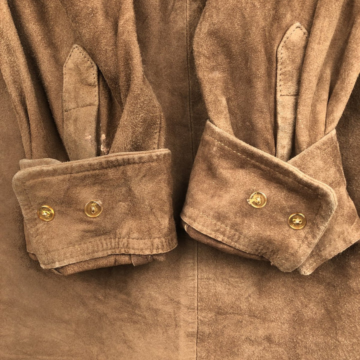 FA?ONNABLE Suede Long Sleeve Leather Shirt, Men's Size Medium genuine leather brown type Vintage Second Hand