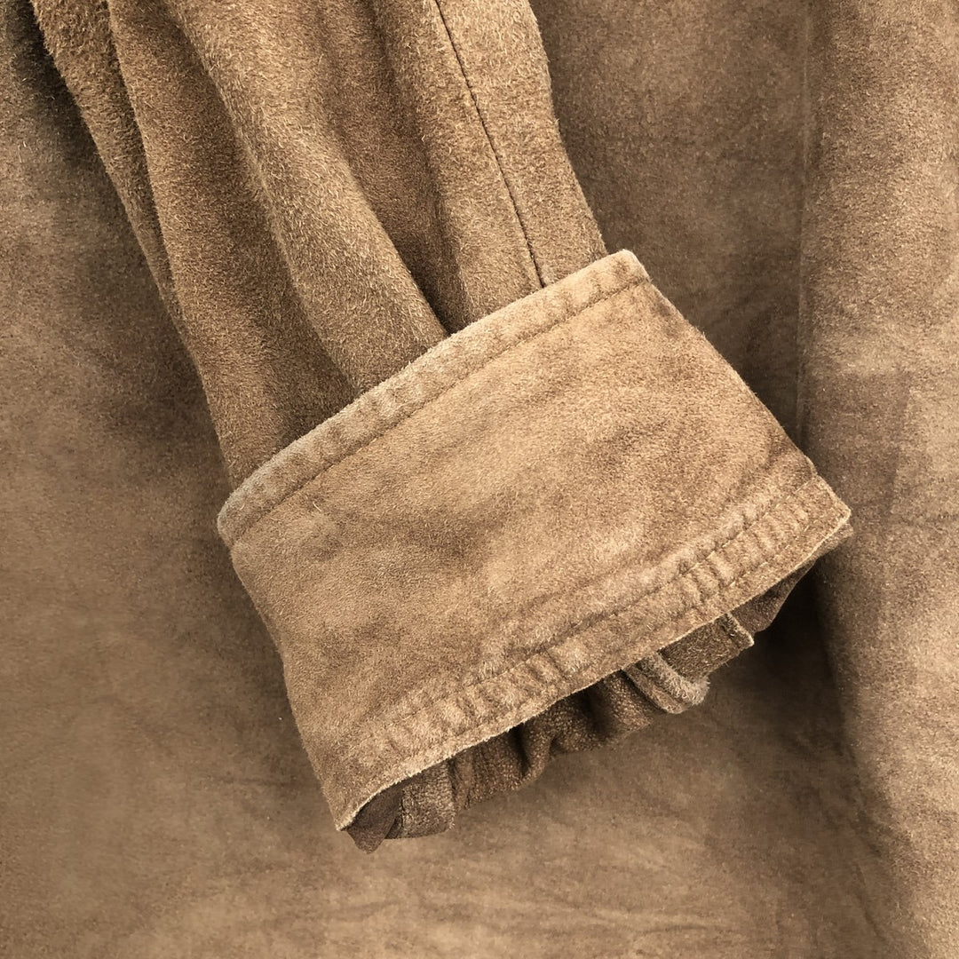 FA?ONNABLE Suede Long Sleeve Leather Shirt, Men's Size Medium genuine leather brown type Vintage Second Hand