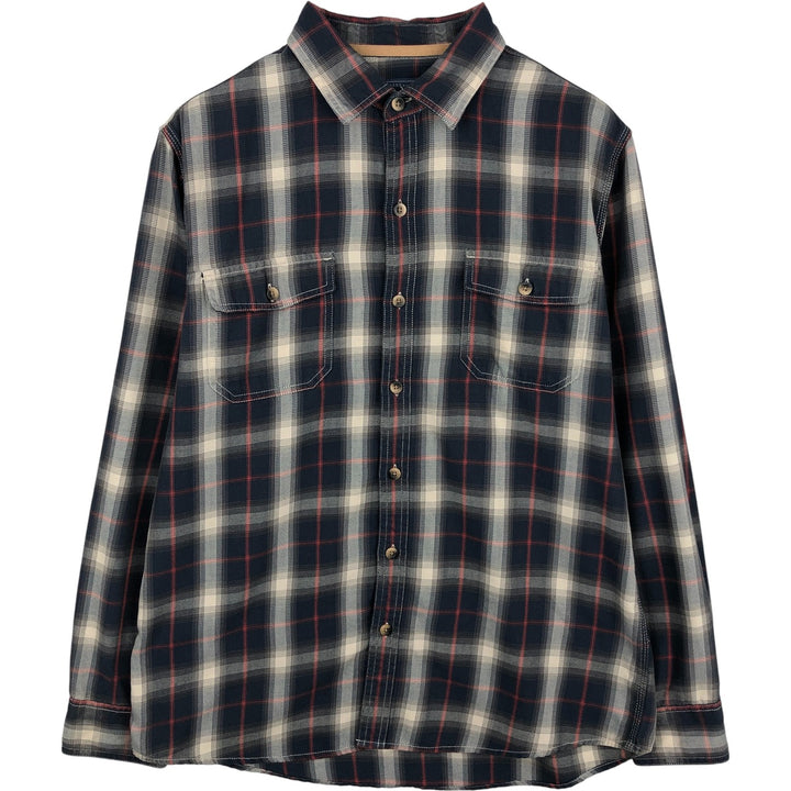 GHBass Ombre Check Long Sleeve Light Flannel Check Shirt, Men's Size L cotton navy blue type Vintage Second Hand
