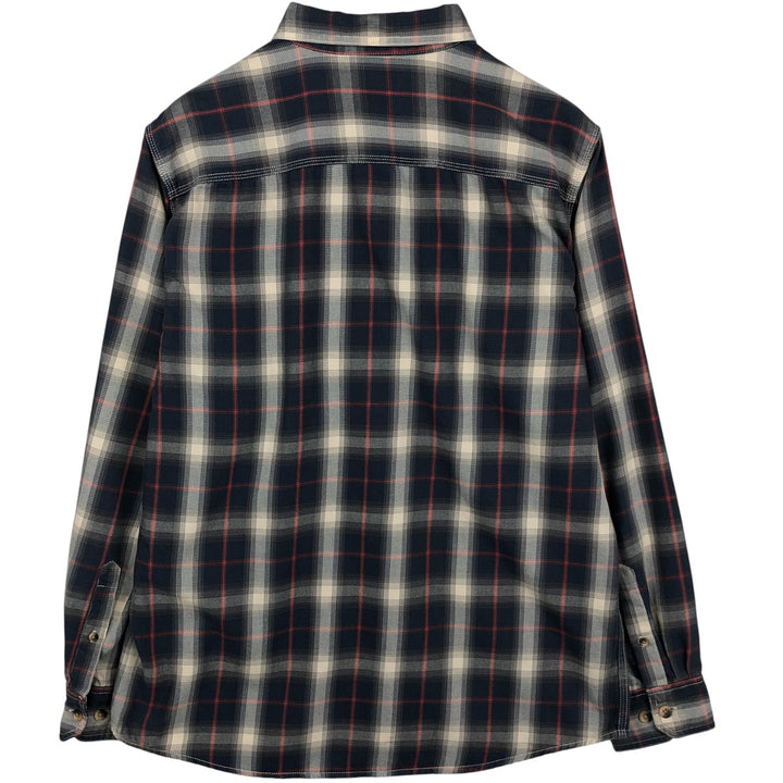GHBass Ombre Check Long Sleeve Light Flannel Check Shirt, Men's Size L cotton navy blue type Vintage Second Hand