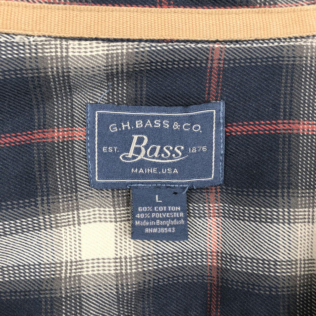 GHBass Ombre Check Long Sleeve Light Flannel Check Shirt, Men's Size L cotton navy blue type Vintage Second Hand