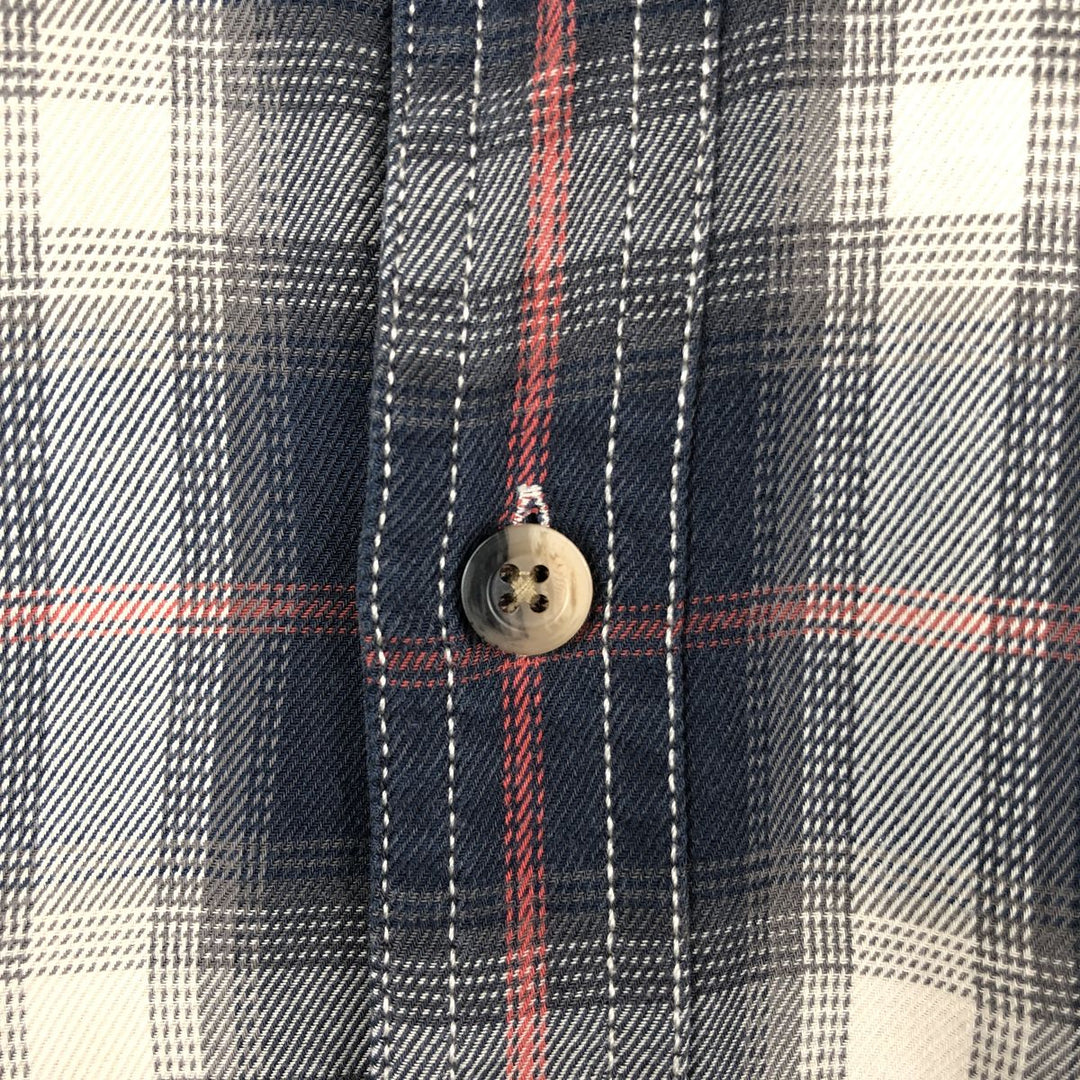 GHBass Ombre Check Long Sleeve Light Flannel Check Shirt, Men's Size L cotton navy blue type Vintage Second Hand