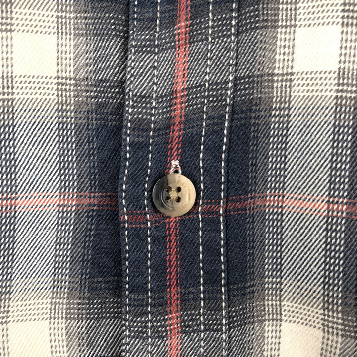 GHBass Ombre Check Long Sleeve Light Flannel Check Shirt, Men's Size L cotton navy blue type Vintage Second Hand
