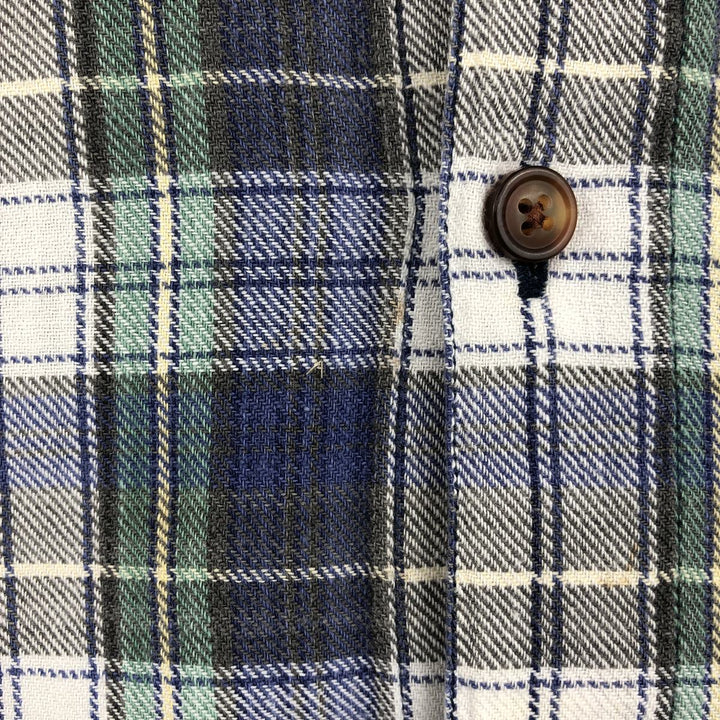 Eddie Bauer long-sleeved flannel check shirt, men's size M cotton blue type Vintage Second Hand