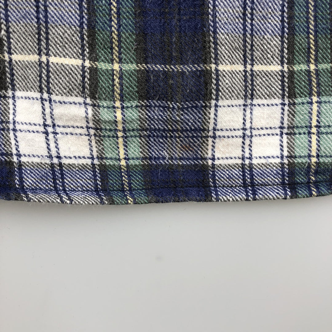 Eddie Bauer long-sleeved flannel check shirt, men's size M cotton blue type Vintage Second Hand