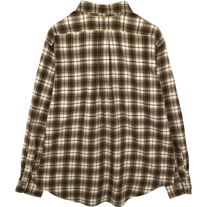 Ralph Lauren Classic Fit Long Sleeve Button Down Flannel Check Shirt Men's XL cotton Beige type Vintage Second Hand