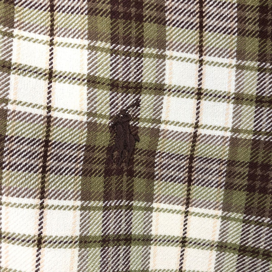 Ralph Lauren Classic Fit Long Sleeve Button Down Flannel Check Shirt Men's XL cotton Beige type Vintage Second Hand