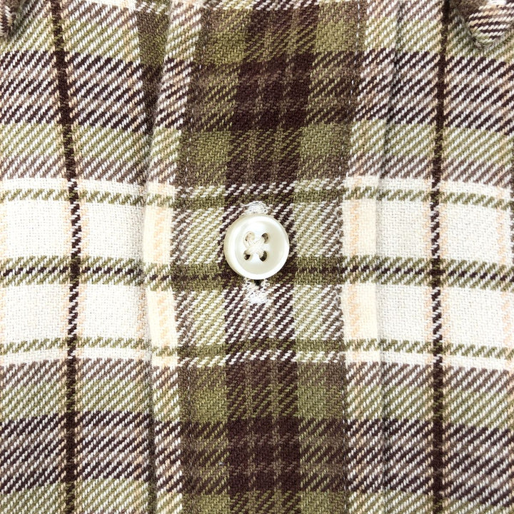 Ralph Lauren Classic Fit Long Sleeve Button Down Flannel Check Shirt Men's XL cotton Beige type Vintage Second Hand