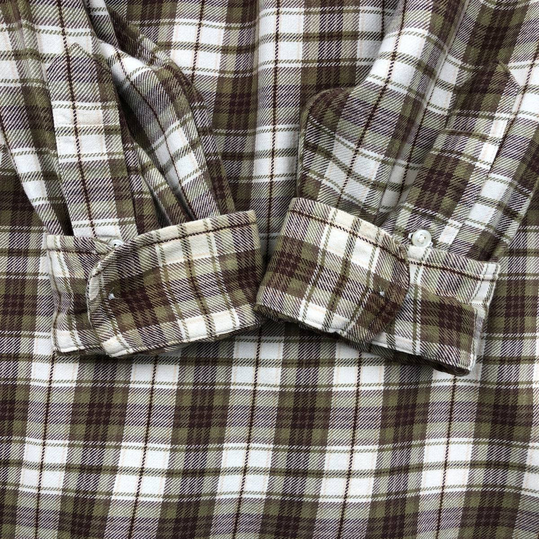 Ralph Lauren Classic Fit Long Sleeve Button Down Flannel Check Shirt Men's XL cotton Beige type Vintage Second Hand