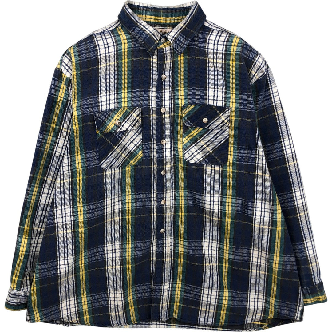 Vintage 80s-90'S Cabelas long-sleeved heavy flannel check shirt, men's size XXL unclear blue type Vintage Second Hand