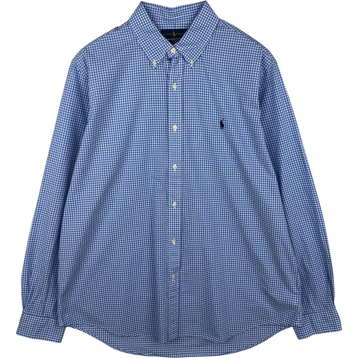 Ralph Lauren RALPH LAUREN STRETCH Gingham Check Long Sleeve Button-Down Check Shirt, Men's Size XL cotton Blue type light blue Vintage Second Hand