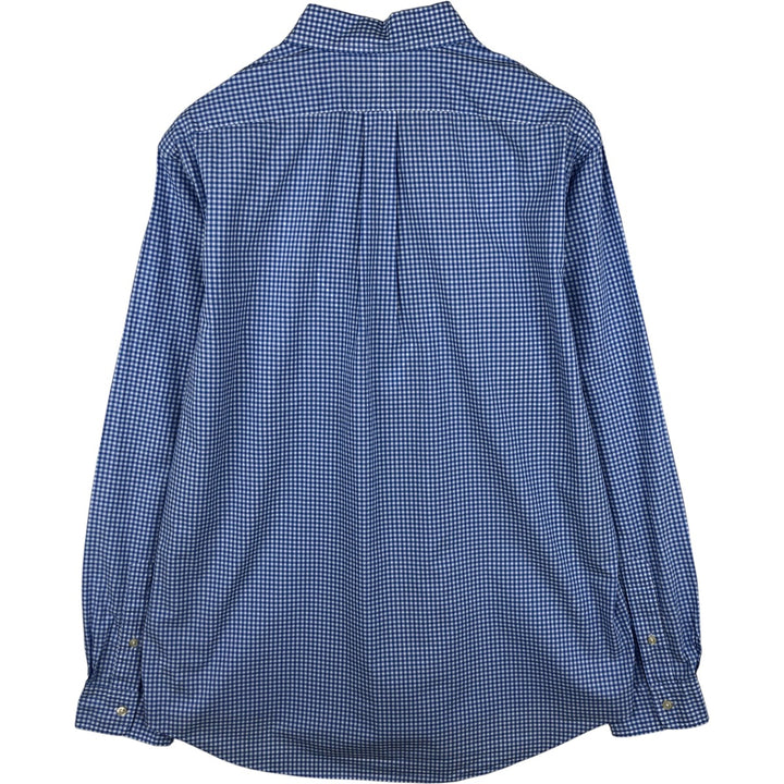 Ralph Lauren RALPH LAUREN STRETCH Gingham Check Long Sleeve Button-Down Check Shirt, Men's Size XL cotton Blue type light blue Vintage Second Hand