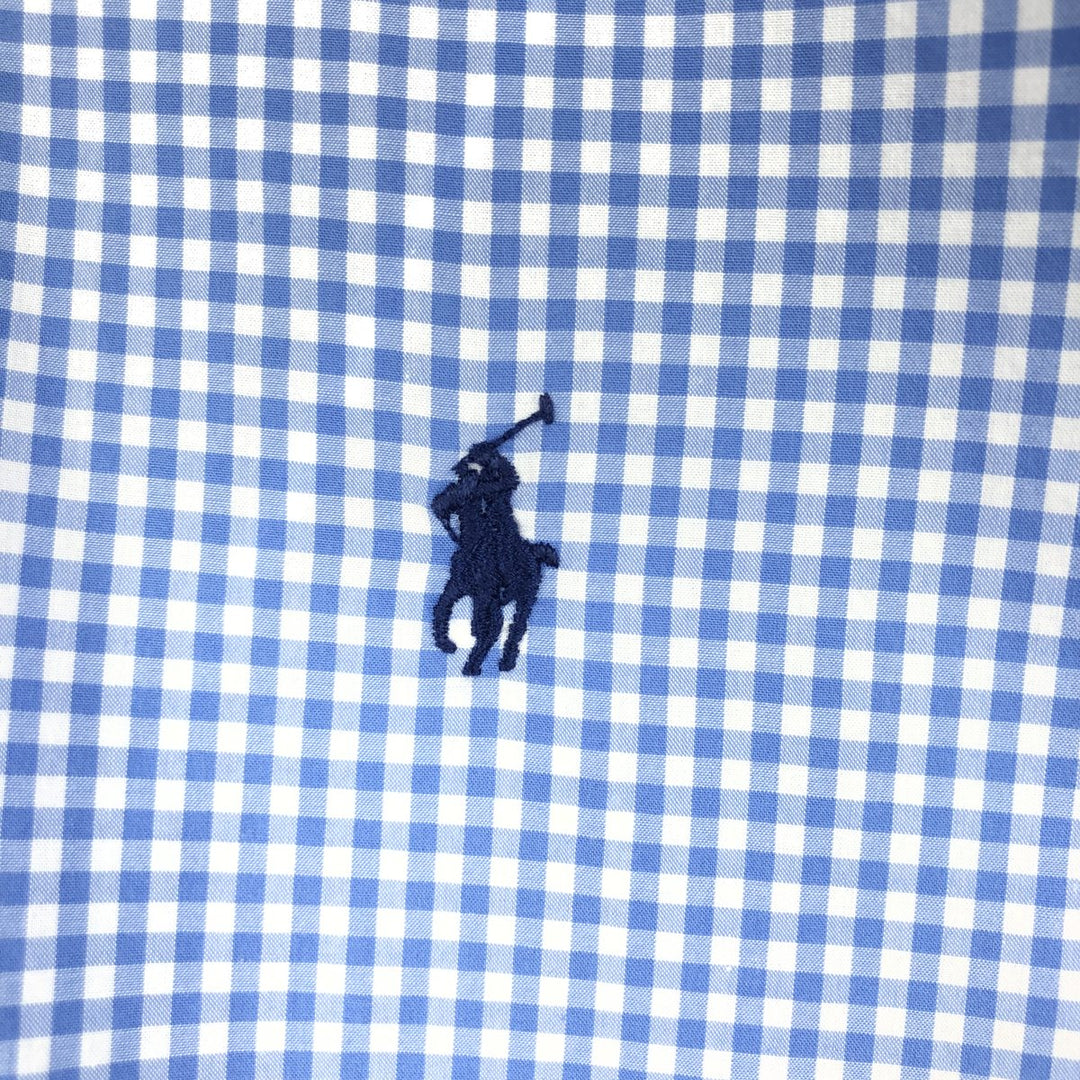 Ralph Lauren RALPH LAUREN STRETCH Gingham Check Long Sleeve Button-Down Check Shirt, Men's Size XL cotton Blue type light blue Vintage Second Hand