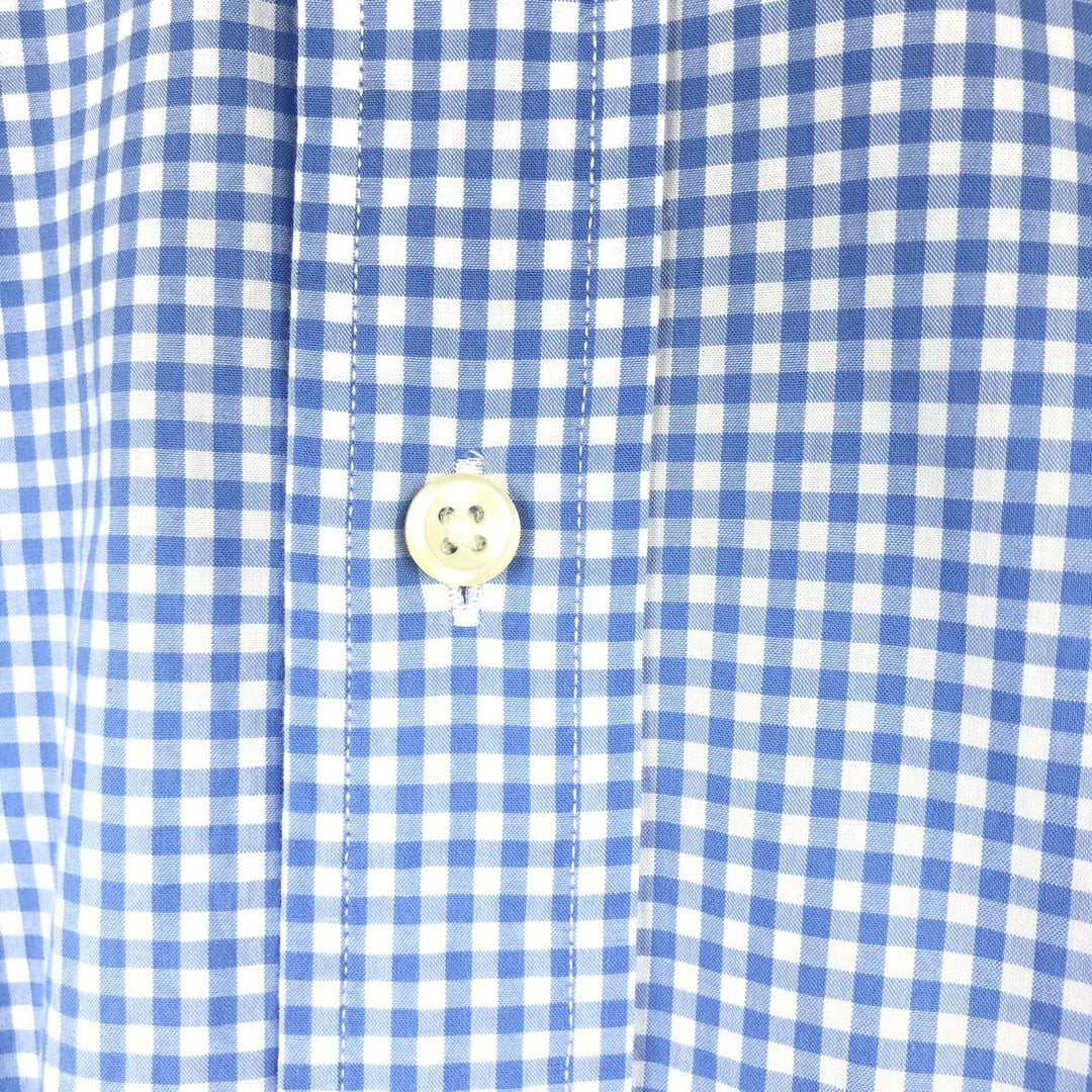 Ralph Lauren RALPH LAUREN STRETCH Gingham Check Long Sleeve Button-Down Check Shirt, Men's Size XL cotton Blue type light blue Vintage Second Hand