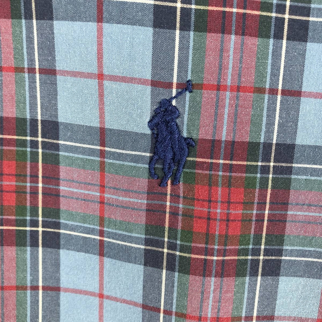 Ralph Lauren Classic Fit Tartan Check Long Sleeve Button-Down Shirt, Men's Size L cotton blue type Vintage Second Hand