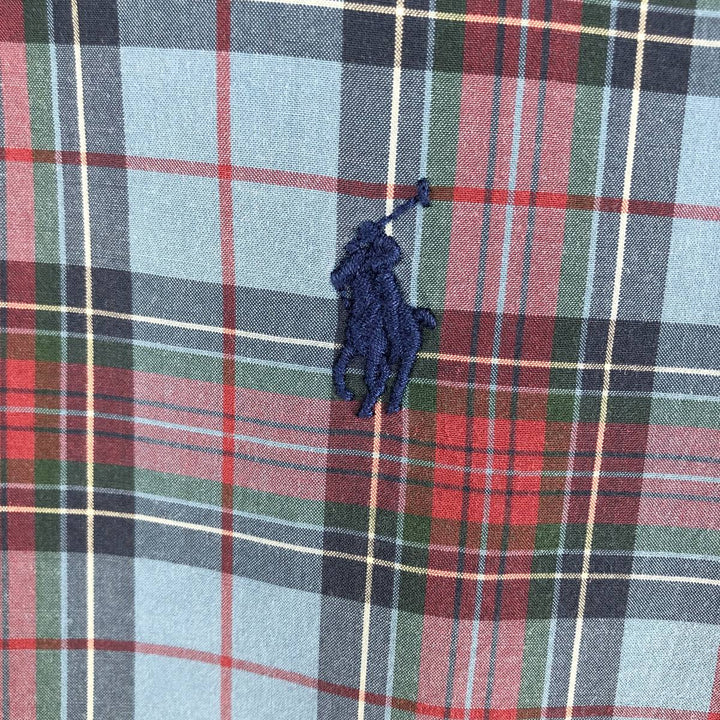 Ralph Lauren Classic Fit Tartan Check Long Sleeve Button-Down Shirt, Men's Size L cotton blue type Vintage Second Hand