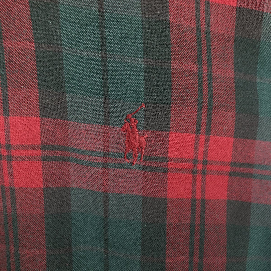 Ralph Lauren long sleeve button down check shirt, men's size L cotton green type Vintage Second Hand