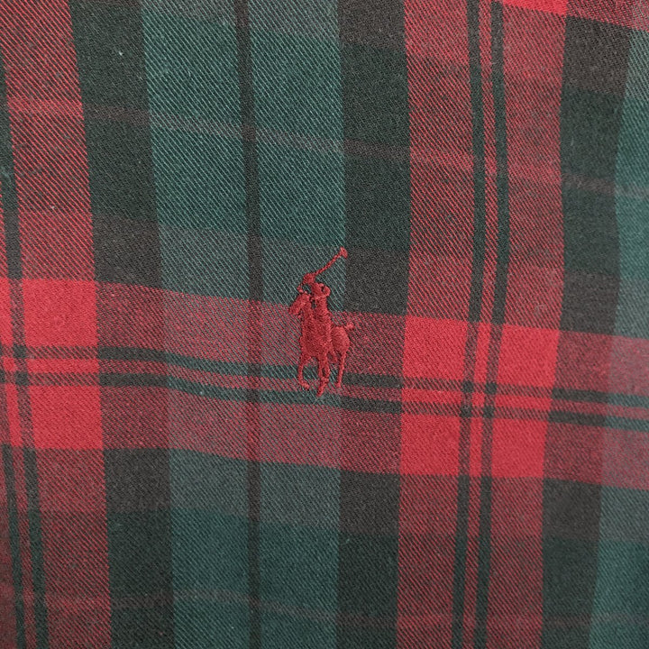 Ralph Lauren long sleeve button down check shirt, men's size L cotton green type Vintage Second Hand