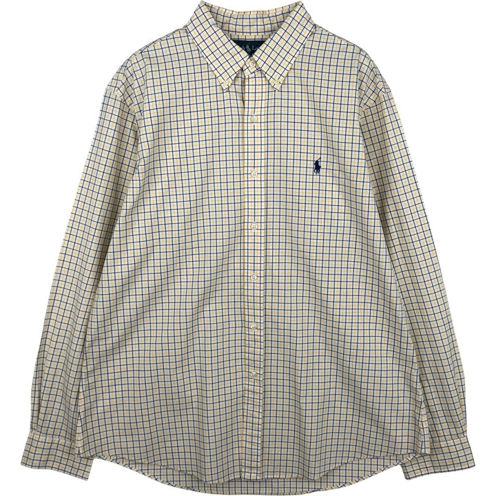 Ralph Lauren long sleeve button down check shirt, men's XL size cotton white type Vintage Second Hand