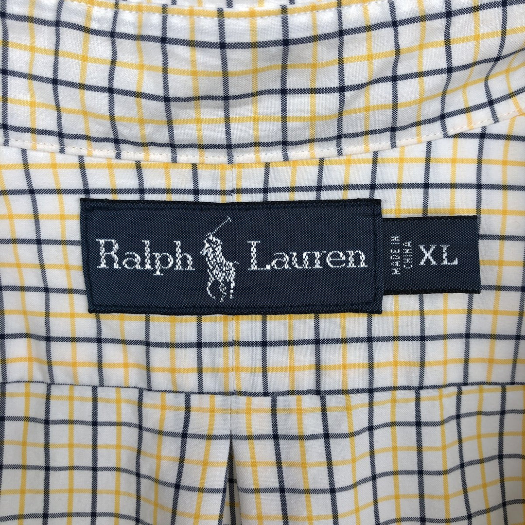 Ralph Lauren long sleeve button down check shirt, men's XL size cotton white type Vintage Second Hand