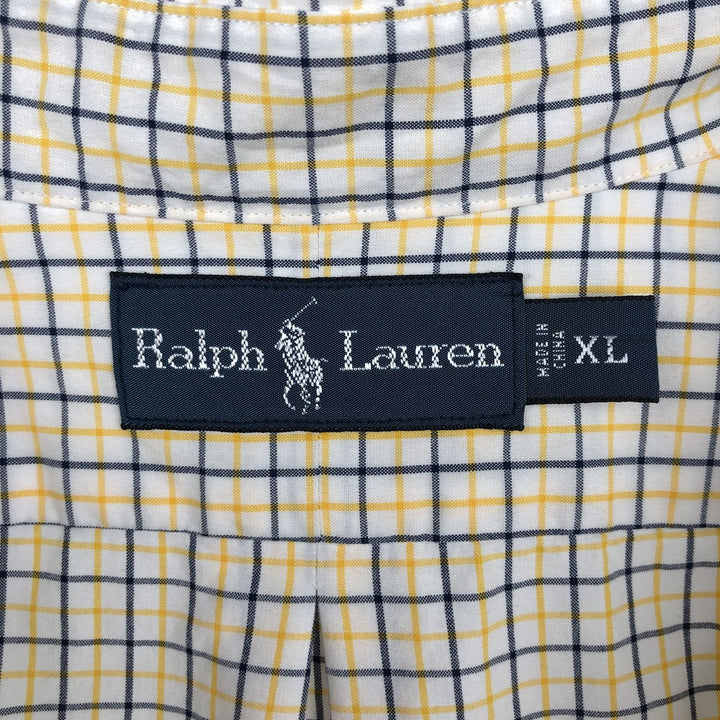Ralph Lauren long sleeve button down check shirt, men's XL size cotton white type Vintage Second Hand