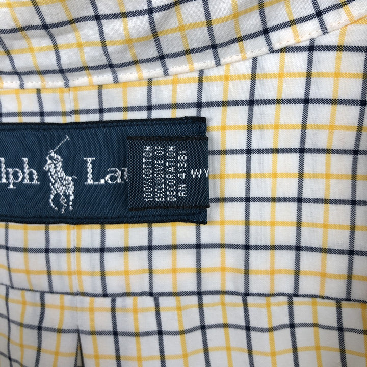 Ralph Lauren long sleeve button down check shirt, men's XL size cotton white type Vintage Second Hand