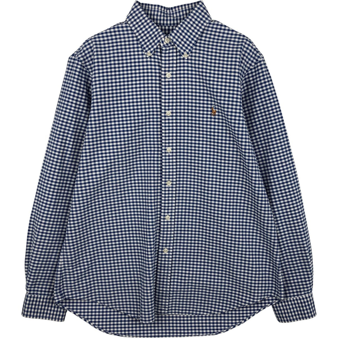 Ralph Lauren Gingham Check Long Sleeve Button-Down Check Shirt, Men's Size L cotton white type Vintage Second Hand