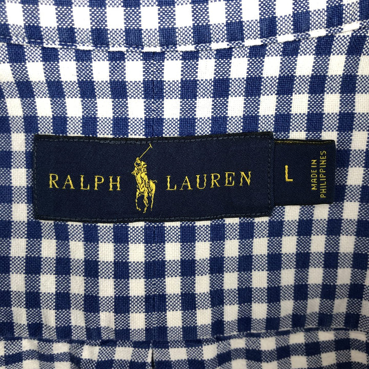 Ralph Lauren Gingham Check Long Sleeve Button-Down Check Shirt, Men's Size L cotton white type Vintage Second Hand