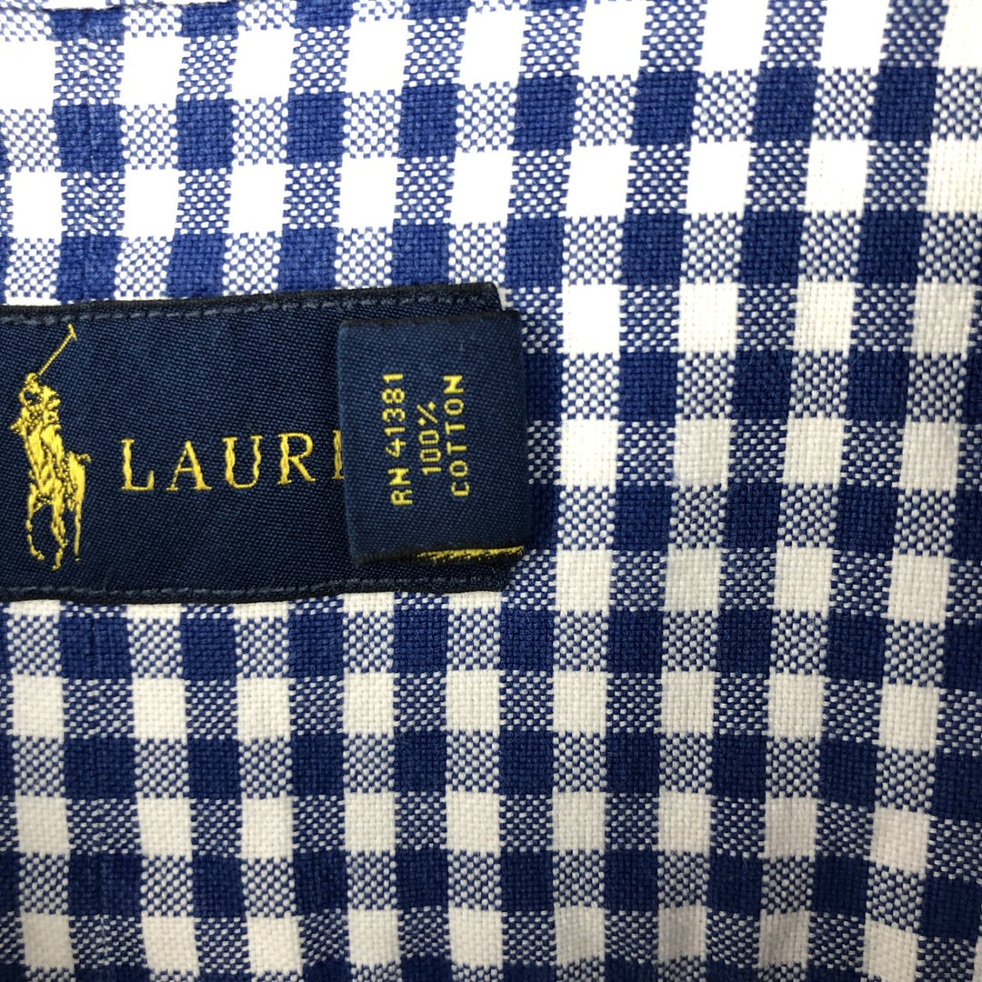 Ralph Lauren Gingham Check Long Sleeve Button-Down Check Shirt, Men's Size L cotton white type Vintage Second Hand