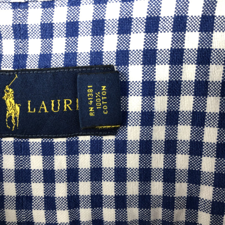 Ralph Lauren Gingham Check Long Sleeve Button-Down Check Shirt, Men's Size L cotton white type Vintage Second Hand
