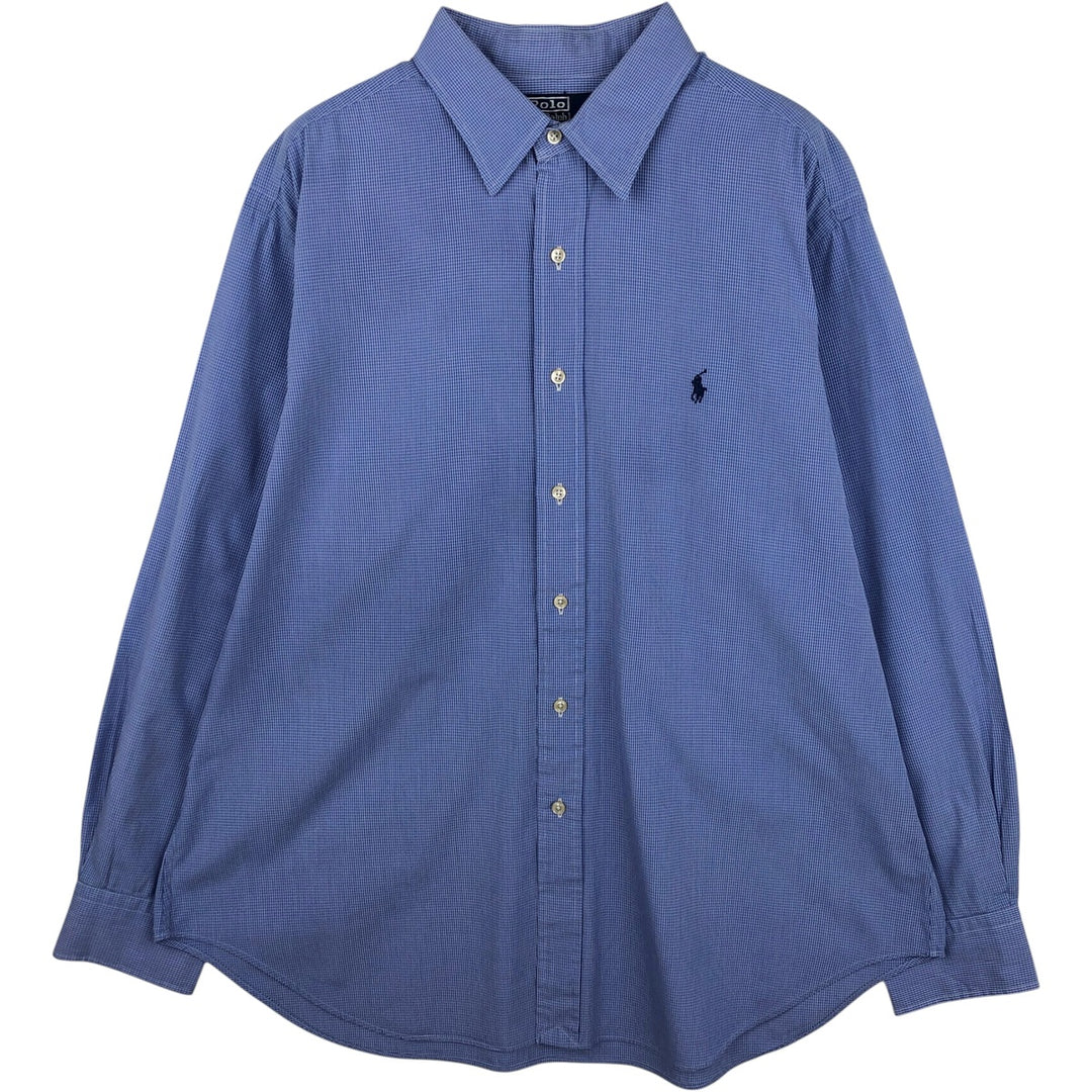 Ralph Lauren POLO by Ralph Lauren ANDREW Long Sleeve Cotton Check Shirt Men's XL cotton Blue type light blue Vintage Second Hand