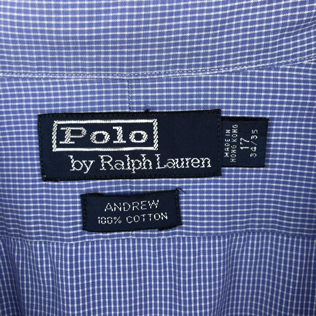 Ralph Lauren POLO by Ralph Lauren ANDREW Long Sleeve Cotton Check Shirt Men's XL cotton Blue type light blue Vintage Second Hand