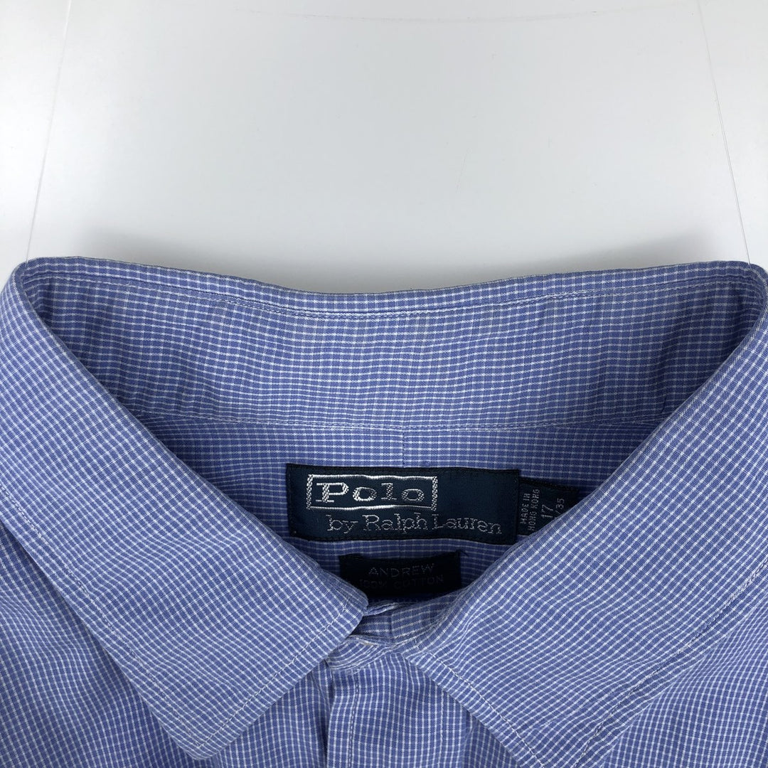 Ralph Lauren POLO by Ralph Lauren ANDREW Long Sleeve Cotton Check Shirt Men's XL cotton Blue type light blue Vintage Second Hand