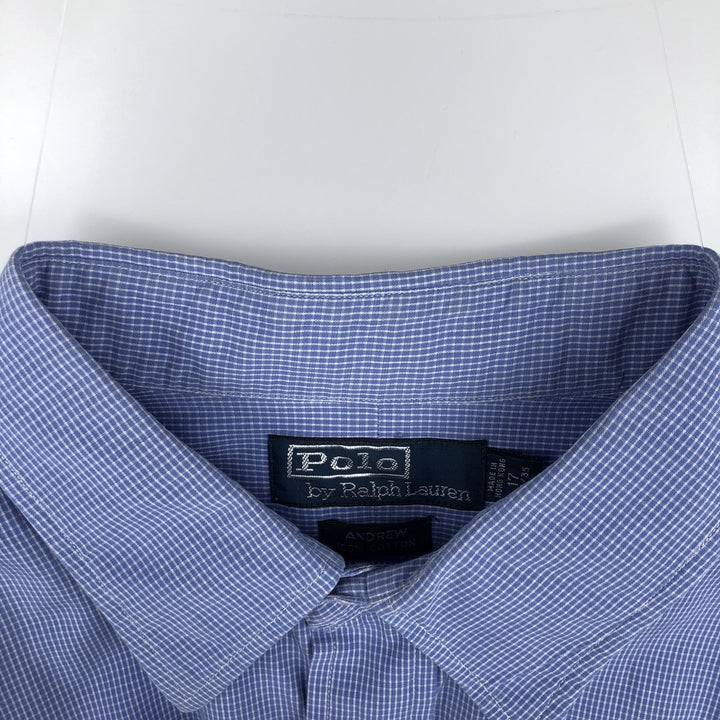 Ralph Lauren POLO by Ralph Lauren ANDREW Long Sleeve Cotton Check Shirt Men's XL cotton Blue type light blue Vintage Second Hand