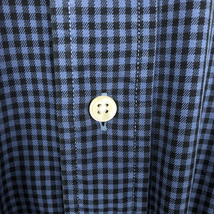 Ralph Lauren BLAKE Gingham Check Long Sleeve Button-Down Check Shirt, Men's Size L cotton blue type Vintage Second Hand