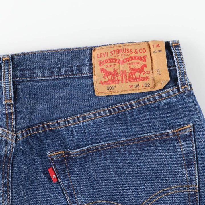 Levi's 501 straight denim pants for men, size W36 cotton navy blue type Vintage Second Hand