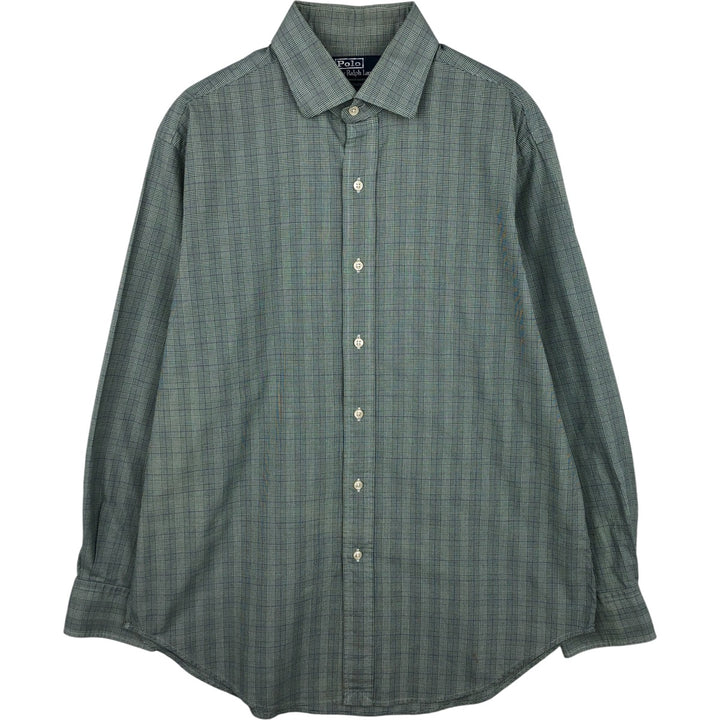 Ralph Lauren POLO by RALPH LAUREN REGENT CLASSIC FIT long-sleeved cotton shirt, men's size L, regular collar cotton green type Vintage Second Hand
